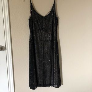 Black Adrianna Papell sequin evening dress